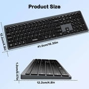 Full Size Silent Click Wireless Keyboard, RGB Backlit Rechargeable Bluetooth & USB Multi-Device Keyboard for Office, Compatible with Windows Mac iOS Android