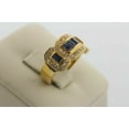 thumbnail image 4 of Bluebelljewels 14K Yellow Gold Finish Silver 3CT Lab Created Blue Sapphire Wedding Ring, 4 of 6