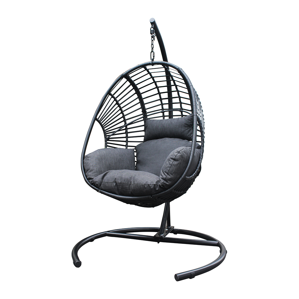 Hanging Swing Chair with Stand, PE Wicker Swing Egg chair with