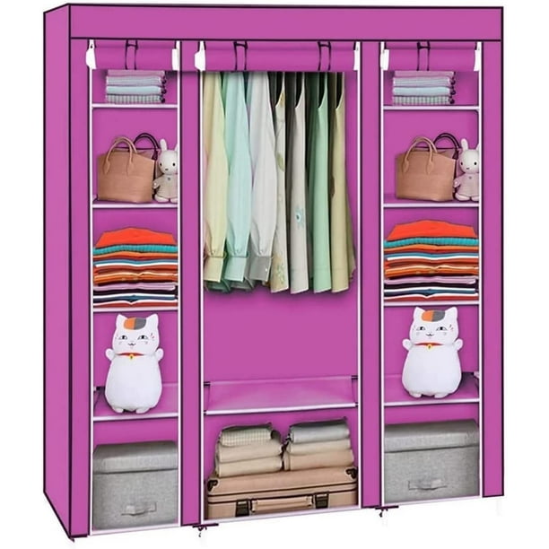 Ropero Rack Closet Armable Practiksa Guarda Ropa Color Rosa