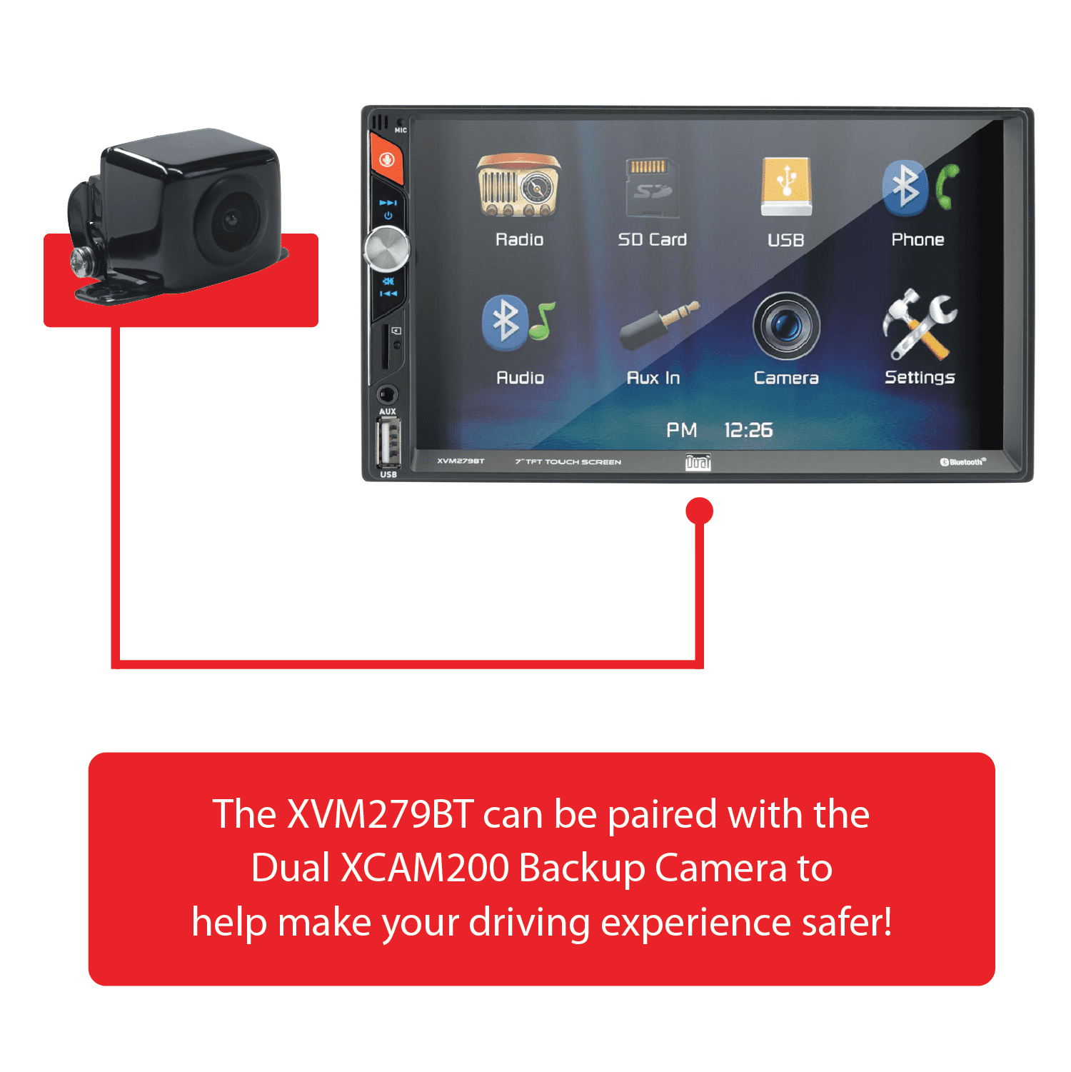 Dual Electronics XVM279SPK2 7 inch Car Stereo Bundle with 6.5" Speakers, Double Din, Bluetooth, New