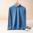 thumbnail image 4 of Youmylove Winter Women Crew Neck Lined Thermal Underwear Slim Warm Base Layers Long Sleeve Shirts Patchwork Top Warm Base Layers, 4 of 6