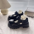 thumbnail image 2 of Kids Chunky Platform Mary Jane Dress Shoes Bow Pearl Pendant Lace Trim Strap Ballet Flats Comfort PU Leather Princess Shoes for Flower Girl Wedding Party Pumps Black 36, 2 of 9