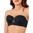 thumbnail image 2 of Deyllo Women Push up Strapless Bra Plus Size Lace Underwire No-slip Padded Invisible Bra,Black 34B, 2 of 6