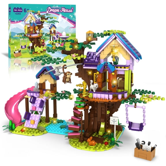 WIDELAND Friends Treehouse Building Set with LED Lights Compatible with Lego – 791 Pieces STEM Toy for Kids Ages 6 , Ideal Birthday Christmas Gift