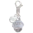 thumbnail image 2 of Delight Jewelry Silvertone Survivor with Pink Ribbon on White Spinners - Silvertone Clip on Charm with Clear Crystal Drop, 2 of 4