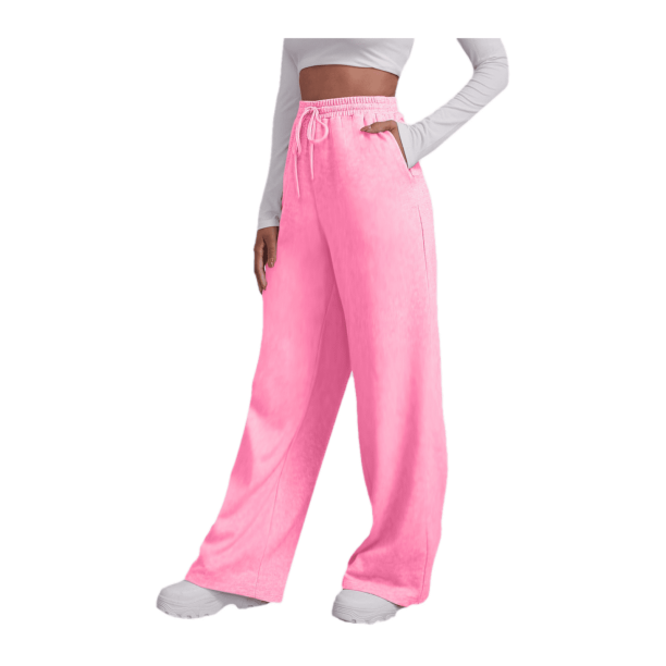 Pantalones de yoga de cintura alta con forro polar para mujer - Pierna ancha y recta, bolsillos para hacer ejercicio/uso informal (S-XXXL)