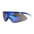 thumbnail image 3 of Color Mirror Minimalist Half Rim Shield Sport Wrap Around Sunglasses Blue Mirror, 3 of 4