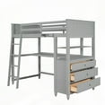 thumbnail image 3 of Twin Size Loft Bed with Drawers & Desk - Gray, Solid Wood, Maximized Space, 3 of 15