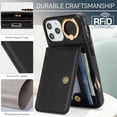 thumbnail image 5 of Allytechgroup iPhone 11 Pro Max Wallet Case, Ring Holder Stand Cards Slots Shockproof Retro Flip Back Cover Phone Case for Apple iPhone 11 Pro Max, Black, 5 of 6