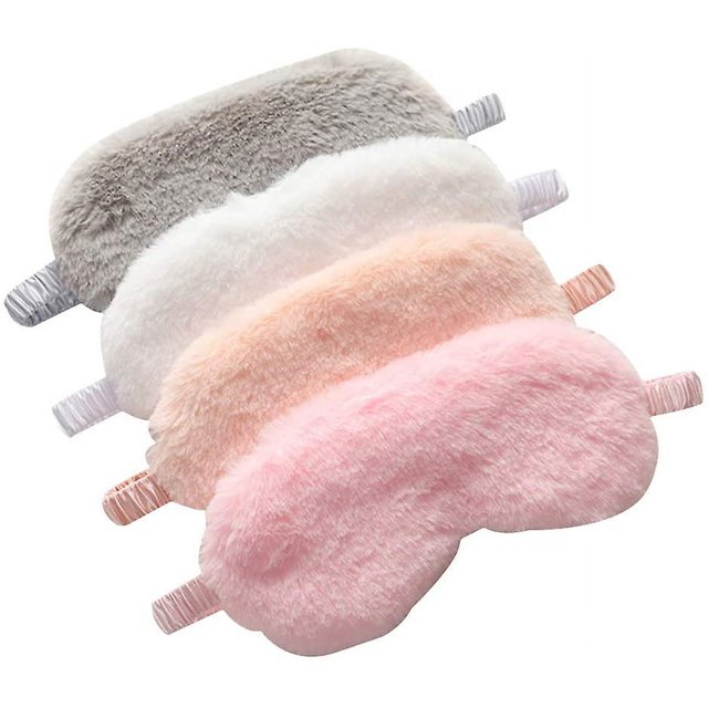 Paquete de 4 máscaras de ojos de felpa suave para dormir con los ojos vendados para regalos de fiesta de pijamas, recuerdos de fiesta de cumpleaños, tela cómoda y sedosa