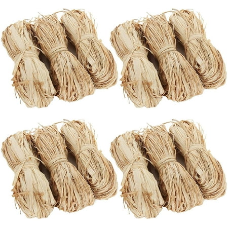 12 Rolls 600g Natural Raffia Paper Ribbon, Paper Ribbon Raffia, Raffia ...