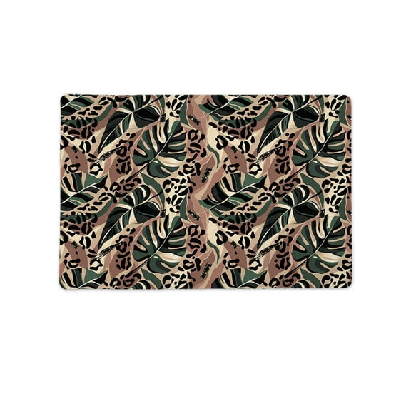 Leopard Print And Leaves Mat Rectangle -Image by Shutterstock,