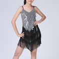 thumbnail image 2 of CHEEREAM Girl's Sequin Tassel Dress Latin Dance Skirt Sparkling for Kids Ballet Tango Rumba Dancewear 2-7 Years Silver 2 Years, 2 of 4