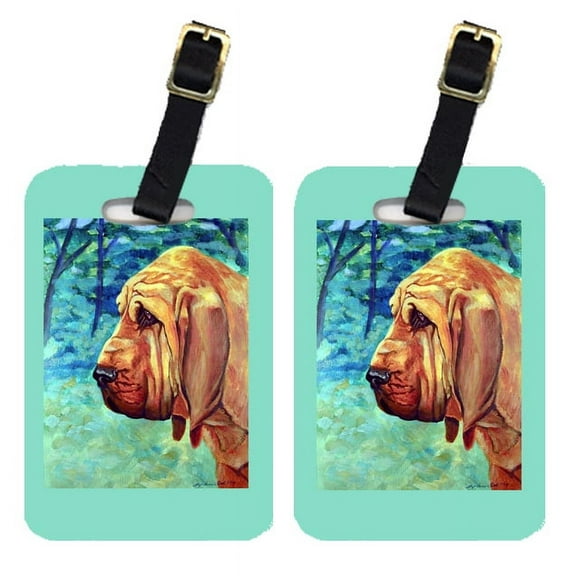 Pair of 2 Bloodhound Thoughtful Luggage Tags