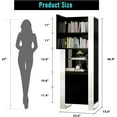 thumbnail image 3 of Merluxy High Gloss Modern Bookcase with LED Strip, Tall Bookshelf with Glass Adjustable Shelves, Bookcase with Doors for Living Room, Office, Black, 3 of 6