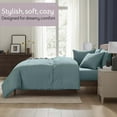 thumbnail image 2 of Ravure King Comforter Set, Modern Solid King Size Comforter Set, 7-Pc All Season Bedding Comforter Set, Mineral blue, 2 of 8