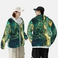 thumbnail image 4 of Gaeub Turquoise Golden Swirl Men's and Women's UPF 50+ Long-Sleeved Sun Protection Clothing, Fishing Shirt Long Sleeve Zip-Large, 4 of 7