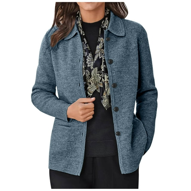 CEHVOM Mode Femmes Décontracté Poches Manches Longues Décontracté Uni Manteau Cardigan Blouse Liquidation