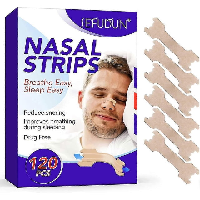 120pcs Nasal Strips, Drugfree Nose Strips For Breathing, Relieves Nasal Congestion Reduce Snoring Improves Sleep