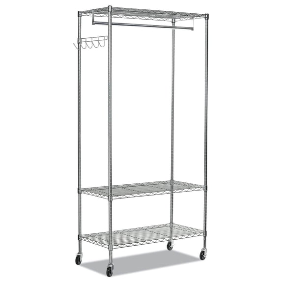 ALEGR364818SR Moble Wire Shelving Garment Rack, " x 18" x 75", Silver