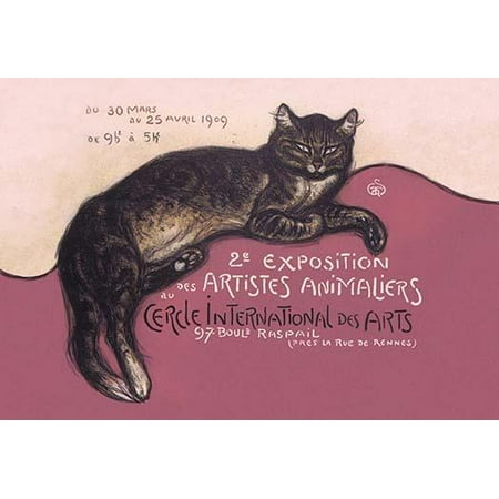 Poster 1909 exhibition of artists who portray animals held at the Cercle International des Arts he gives us a lone cat thats one of his best The cat is drawn very much in the manner of the cat on