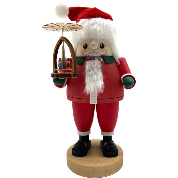 Nutcracker Santa Claus with pyramid, 21 cm high, original Erzgebirge by Richard Glässer Seiffen