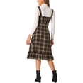 thumbnail image 3 of Vestido Vintage a Cuadros INSPIRE CHIC para Mujeres con Volantes Sin Mangas Cintura Ajustable A-Line Pinafore Overall Talla L Color Caqui Marrón, 3 of 5
