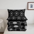 thumbnail image 5 of jejeloiu Edgy Skull King Size Comforter Sets,Intricate Damask Comforters King Size For Adults,Gray Black,Black Reversible,3-Piece,1 Comforter and 2 Pillowcases, 5 of 7