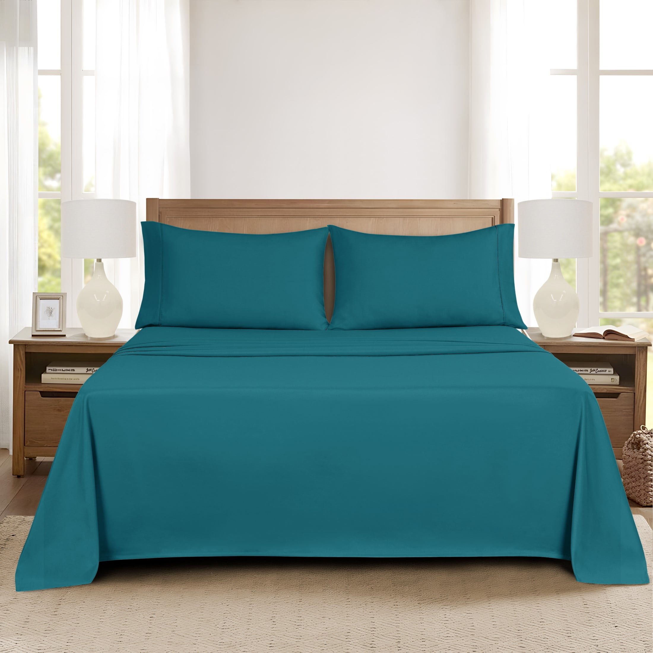 Mainstays Super Soft Brushed Microfiber Pillowcase Set, Dark Teal, King, 2 Piece