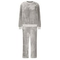 thumbnail image 7 of Solid Loose Pullover Outfits Womens Loungewear Suit 2 Piece Velour Sets Long Sleeve Pullover Tops with Long Pants Outfits Fall Winter Warm Velvet Sleepwear Sweatsuit Gray M, 7 of 7