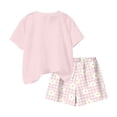 thumbnail image 6 of Amidoa Girls Summer 2 Piece Outfits Floral Cute Short Sleeve and Elastic Waist Shorts Kids Clothing Set Pink Size Pink Size 6, 6 of 6