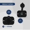 thumbnail image 4 of Five Oceans Marine Waterproof Dual Port USB Power Socket, 12 Volts - 24 Volts, UV-Stabilized ABS Plastic, Easy Installation, Sport, Pontoon, Fishing Boats, LED Power Indicator, 4 of 9