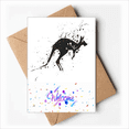 thumbnail image 1 of Australia Koala Kangaroo Outline Illustration Welcome Back Greeting Cards Envelopes Blank, 1 of 3