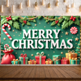 thumbnail image 5 of Festive Design Merry Christmas Banner Decorative Holly Candy Cane for Holiday Party Indoor Celebration Winter Event, 5 of 9