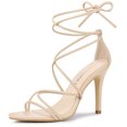 thumbnail image 1 of De mujer Tacones con tiras Con Cordones Tacón de aguja Sandalias Beige 40, 1 of 6