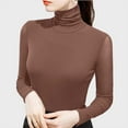thumbnail image 4 of Gytharion Long Sleeve Shirts for Women Fashion Solid Casual Turtleneck Blouse Fall Soft Comfy Warm Pullover Top Stretchy Slim Fit Basic Shirt, 4 of 4