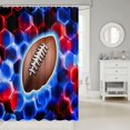 thumbnail image 2 of Manfei Boys Football Shower Curtain 72Wx84L, Rugby Gamer Bathroom Shower Curtain, Red Blue Brown, 2 of 5
