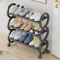 thumbnail image 4 of WRKEKC Clearance 3-Tier Rolling Shoe Rack, Movable Plastic Shoe Storage Cabinet with Wheels, Space-Saving Entryway Organizer, 4 of 6