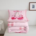 thumbnail image 5 of Erosebridal Pink Bowknot Comforter Set,Dreamy Princess Style Bedding Set Full,Pink Cherry Bow Down Comforter,Rustic Plaid Reversible Bed Set with 2 Pillowcases Lightweight, 5 of 7