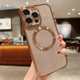 thumbnail image 5 of iPhone 13 Pro Max 6.7" Magnetic Glitter Case, [Compatible with Magsafe] Cute Luxury Plating Bling Clear Phone Case, Full Camera Lens Protector Anti-Scratch Shockproof Protective Case-Gold, 5 of 12