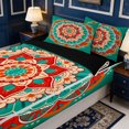 thumbnail image 3 of Erosebridal Dark Green Mandala Zipper Queen Comforter Set with Fitted Sheet and 2 Pillowcases,Colorful Ethnic Motif Zipper Bedding Set,Black Reversible,4 Pieces, 3 of 7