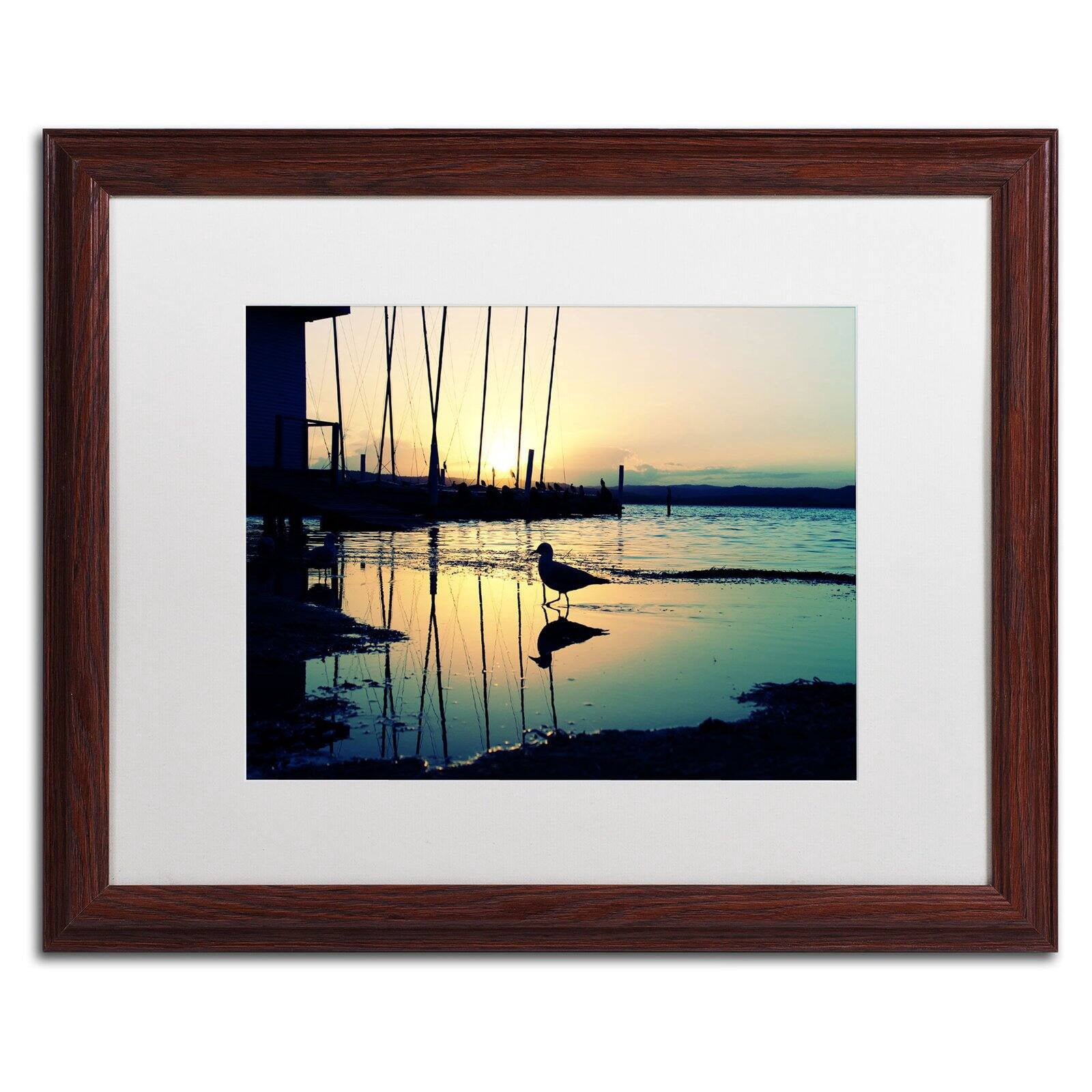 Trademark Fine Art "Lonely at Sunset" Canvas Art by Beata Czyzowska Young, White Matte, Black Frame