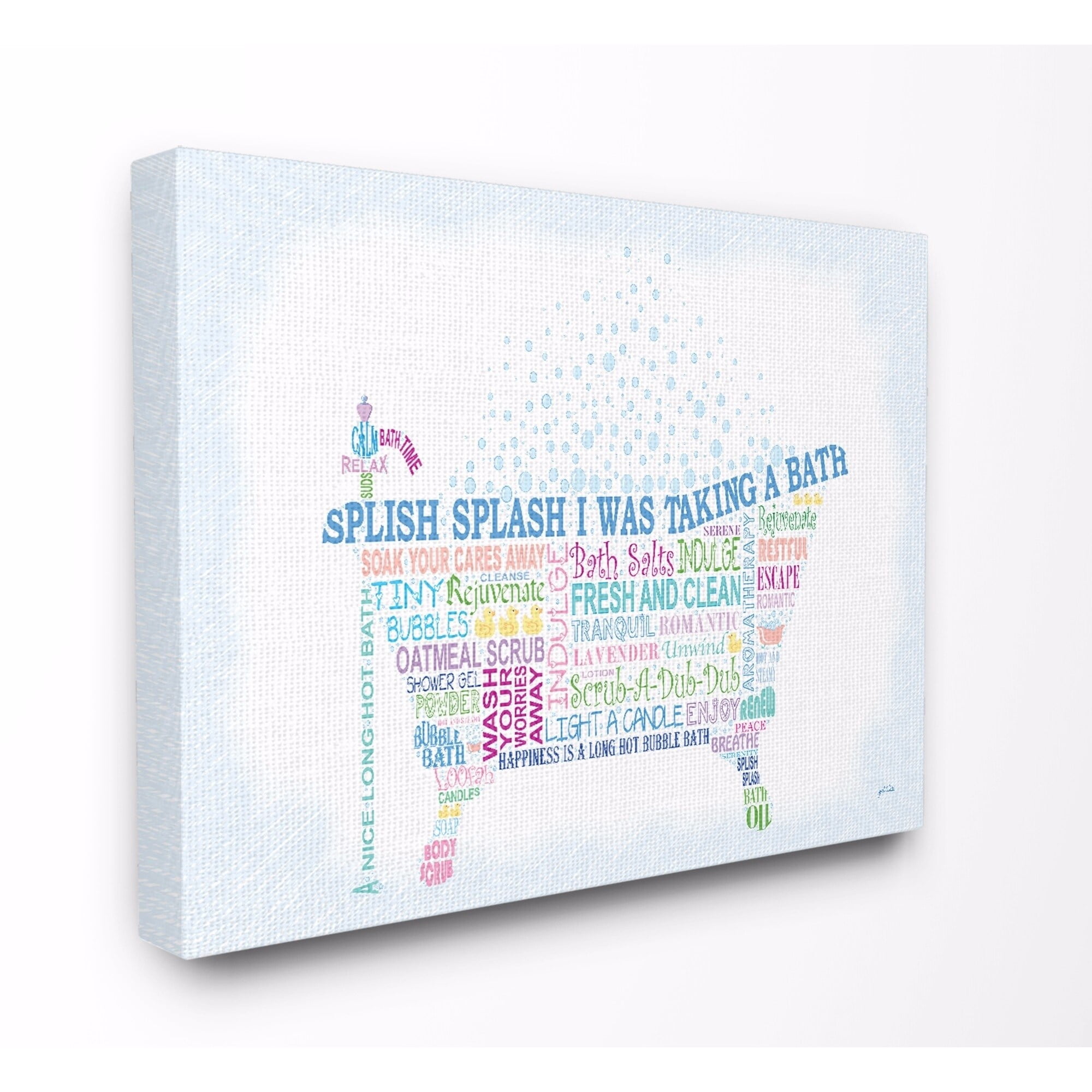 The Stupell Home Decor Collection Splish Splash Typography Bathroom Oversized Stretched Canvas Wall Art, 24 x 1.5 x 30