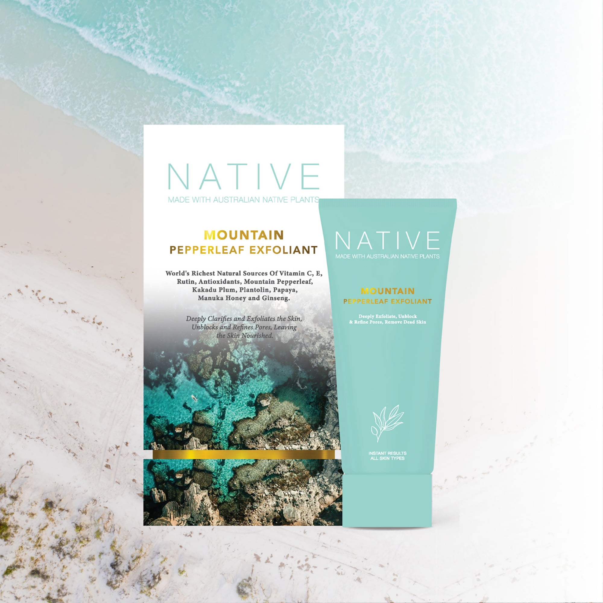 Klara Cosmetics Native Mountain Pepperleaf Exfoliant, Face Scrub, 3.38 oz