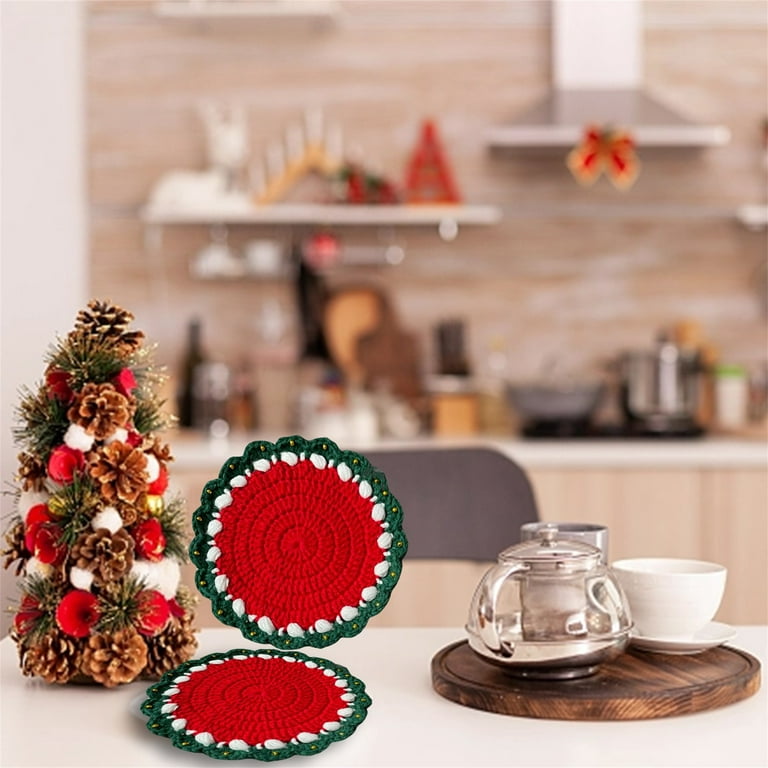 Handwoven Christmas Coasters for Drinks Coffee Table Party Decorations