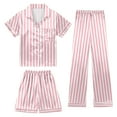 thumbnail image 3 of CAIXIA Girls Pajama Sets Size 10-12 3 Piece Cute Print Summer Silk Pajamas for Girls Short Sleeve Long Pants with Shorts Satin Sleepwear Loungewear for Kids 3pjs Nightwear,08-Light Pink, 3 of 6