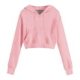 thumbnail image 5 of UQJfacai Girls Cropped Hoodie Y2k Fleece Pullover Sweatshirts with Pocket Kids Fall Winter Casual Long Sleeve Crop Tops 4-12 Years, 5 of 8