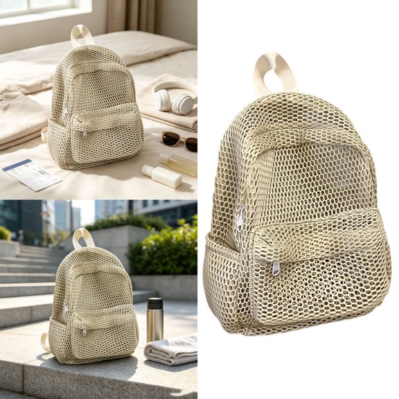 Mesh Backpack Large Capacity Portable Open Design Backpack for Beach Travel Outdoors Swimming Daily Leisure Shopping Youth and Adults Lightweight Foldable Daypack