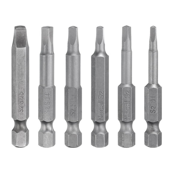 Uxcell 6Pcs Square Screwdriver Bit Set 2.56" Length Magnetic 4 Point Drill Bits